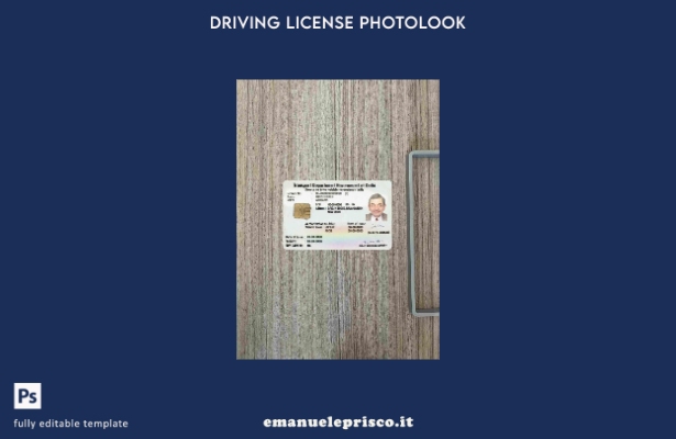 modello FRONTALE photolook per patente di guida India (Delhi) in stile verificat